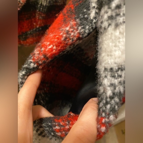 Zara long plaid coat shacket red & black & white (S-M) - Picture 9 of 9